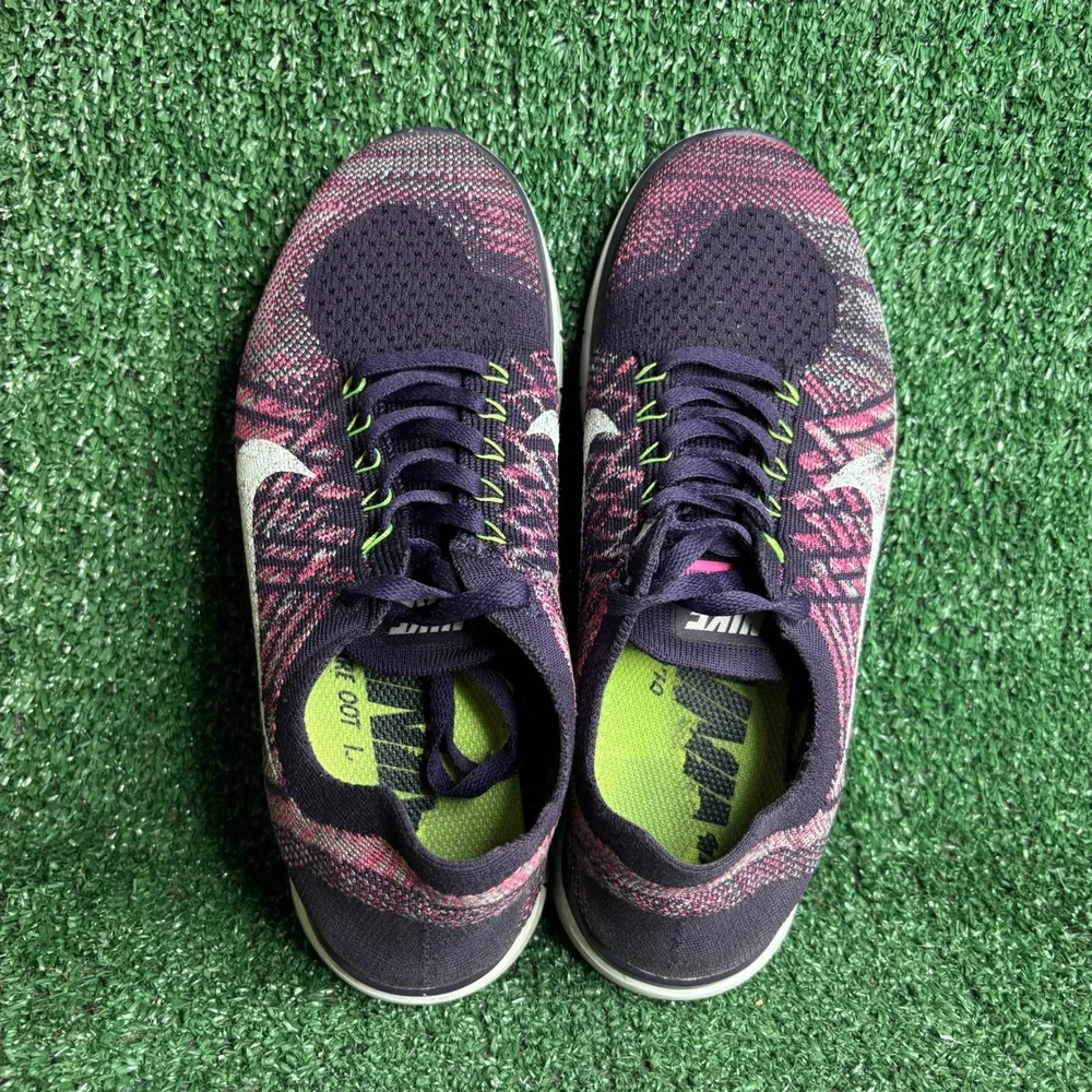 Nike Free 4.0 Flyknit Court 717076 Running Shoes Purple Pink Flash Women Size 8 - Picture 5 of 9